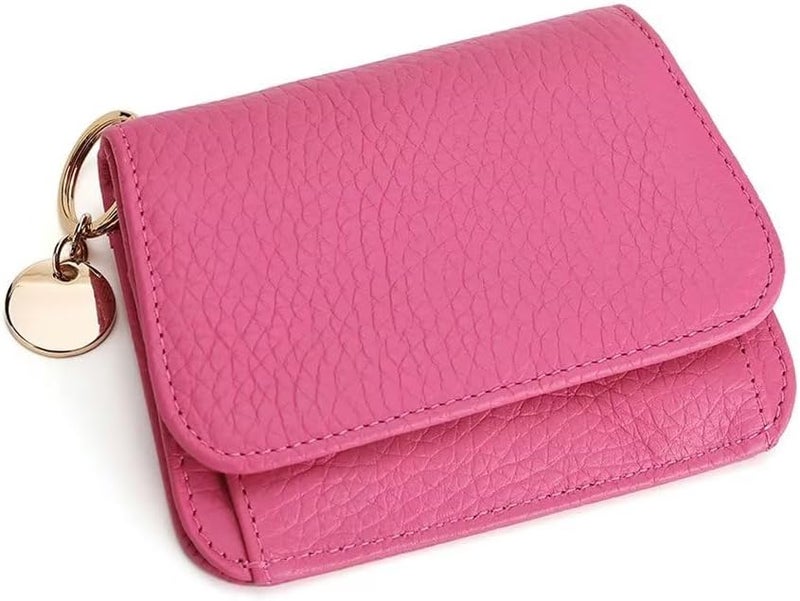 Mudono Small Wallet for Women RFID Blocking Genuine Leather Card Case Slim Tri-Fold Wallet with Zipper Pocket and Keychain - Image 1
